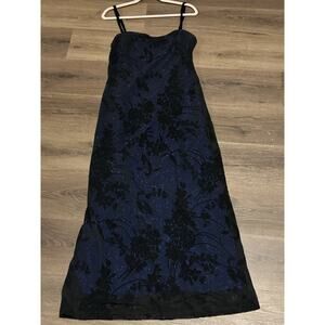 Rampage Blue Black Velvet Y2K Dress Fairy Grunge Dark Romantic Shimmer Sz L